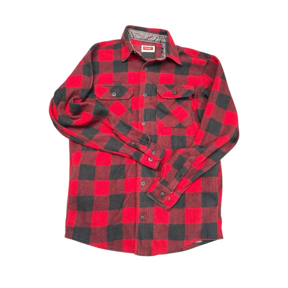 Wrangler Shirt Jacket Mens Small Buffalo Plaid Lined Shacket Outdoor Workwear